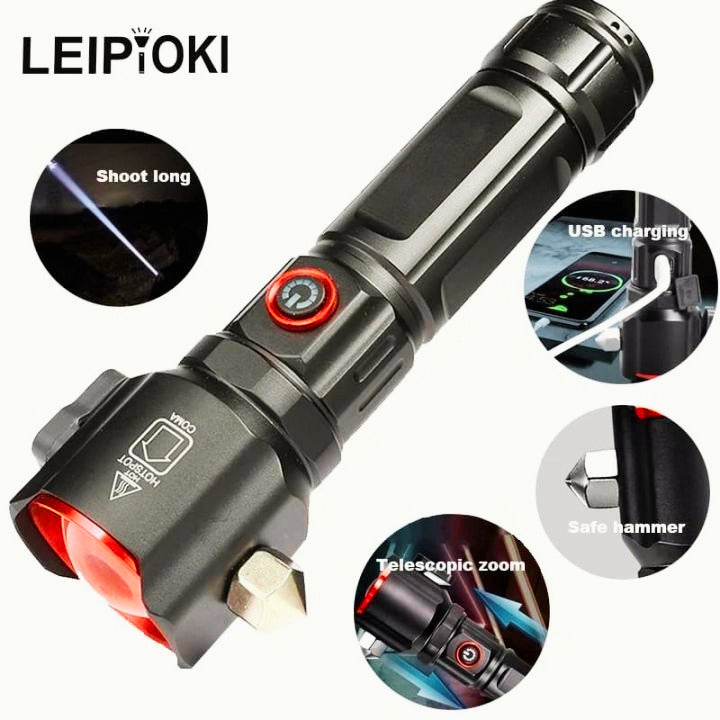 Portable LED Flashlight – Multi-Tool Torch for Camping & Emergency Use